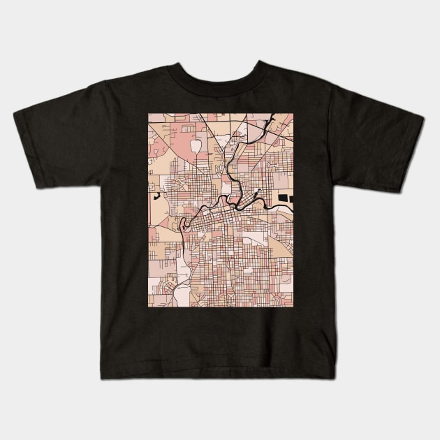 Fort Wayne Map Pattern in Soft Pink Pastels Kids T-Shirt by PatternMaps